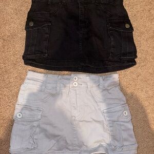 Black and Light Gray Denim Mini Skirts